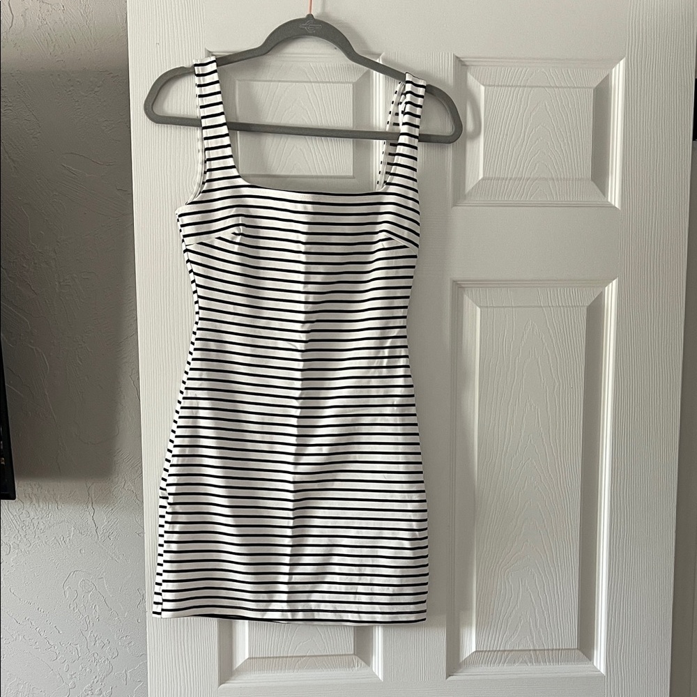 Lovely Day Black & White Striped Tank Mini Dress